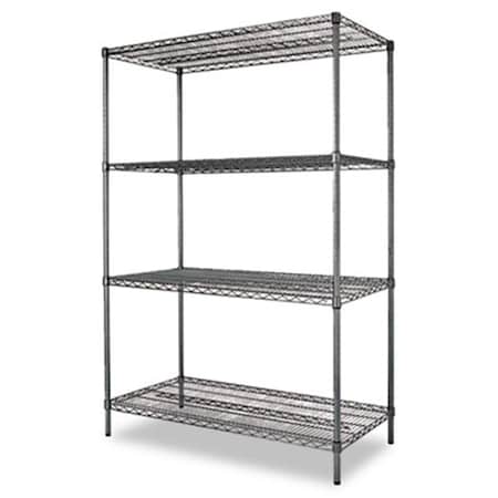 Alera Technologies Alera  Industrial Wire Shelving Starter Kit  Four Shelves  48w x 24d x 72h  Black SW504824BA